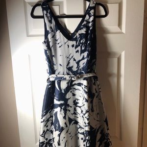 Taylor Navy and White Floral Dress